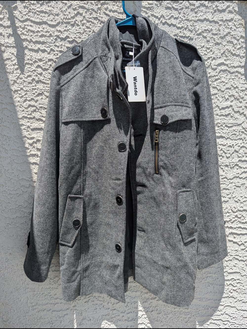 Wantdo Men's Military-Style Field Jacket in Gray